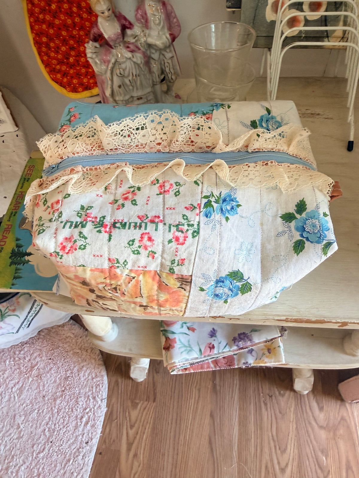 Vintage Quilt Boxy Makeup Bag