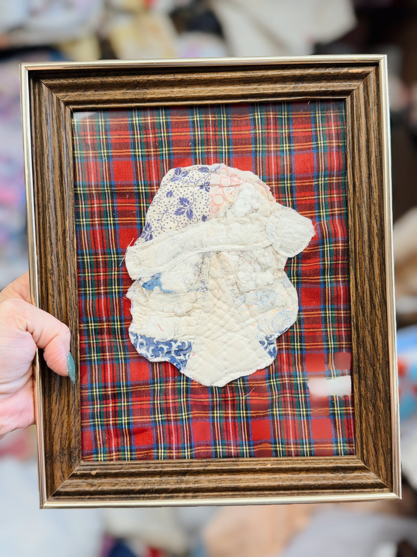 8x10 Unframed Vintage Quilt Santa