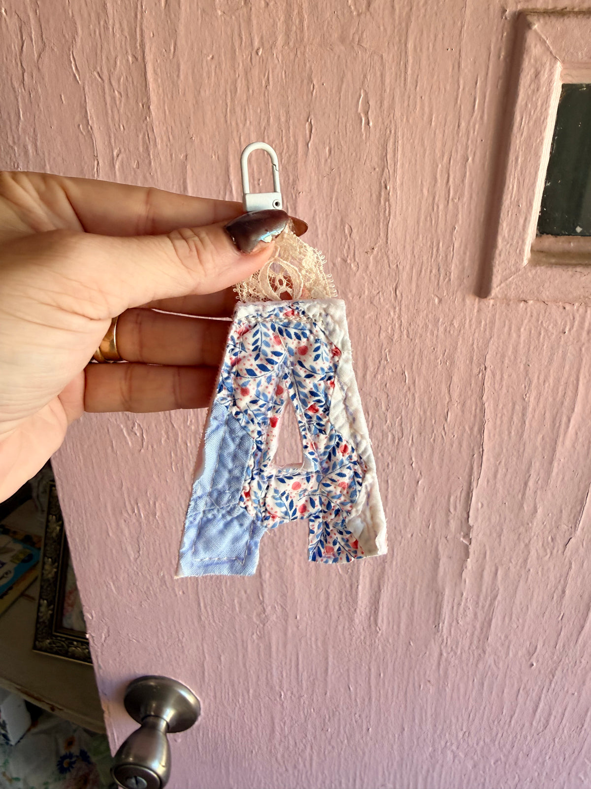 Vintage Quilt Initial Keychains-- More Options in Product Listing