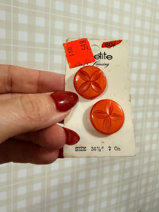 Carved Orange Floral Buttons | BT-266