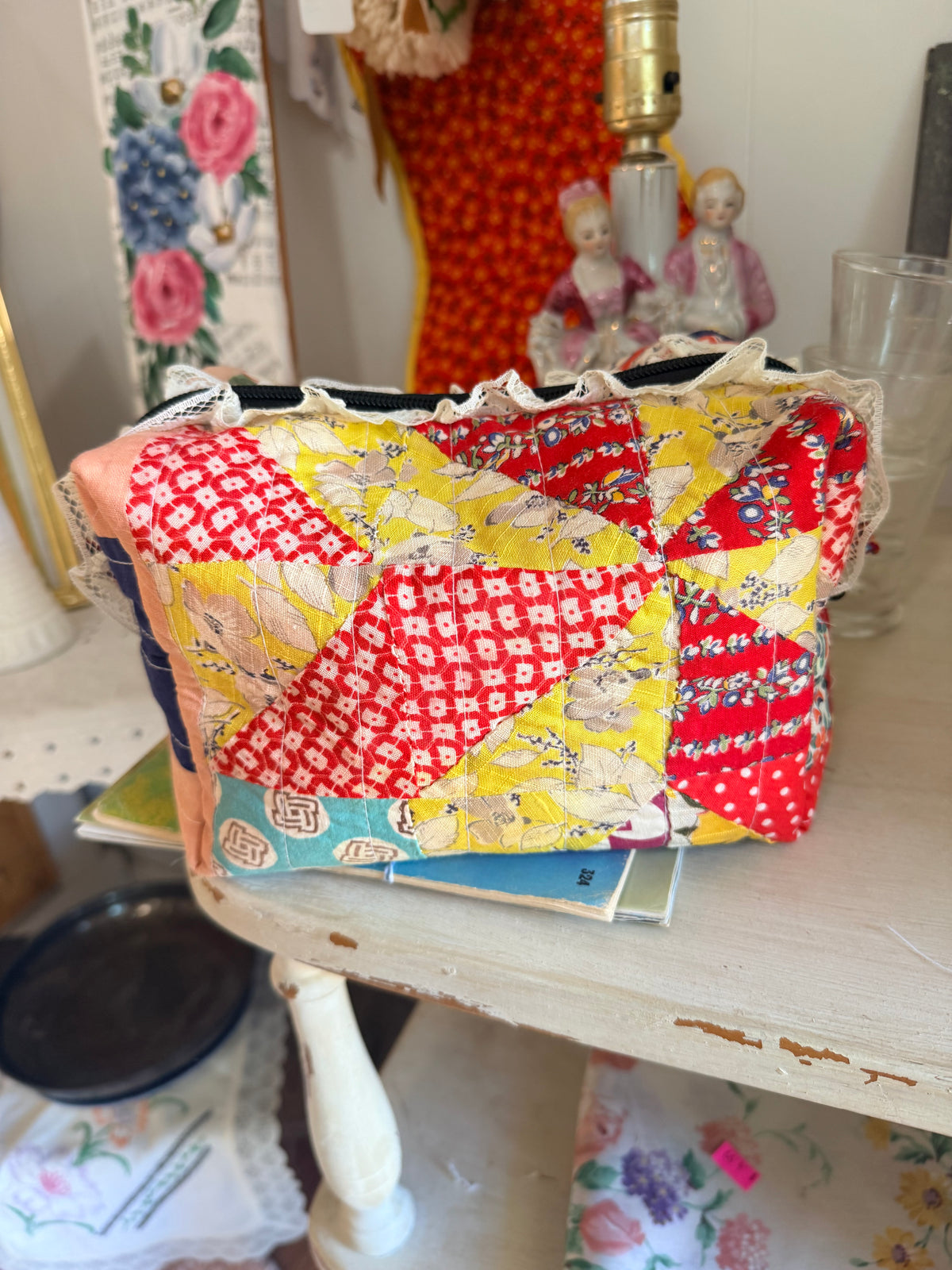 Vintage Quilt Boxy Makeup Bag