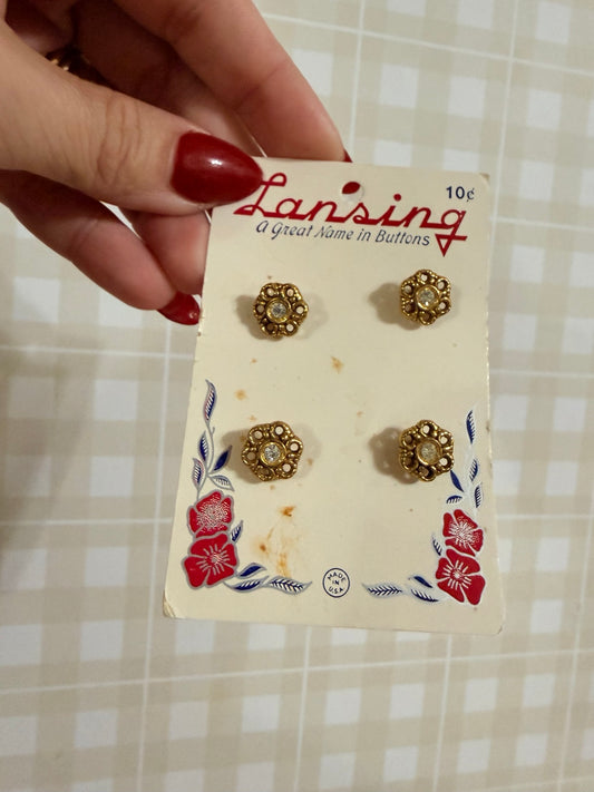 Lansing Gold Metal Flower Shaped Buttons (7 total) NOS| Bt-305