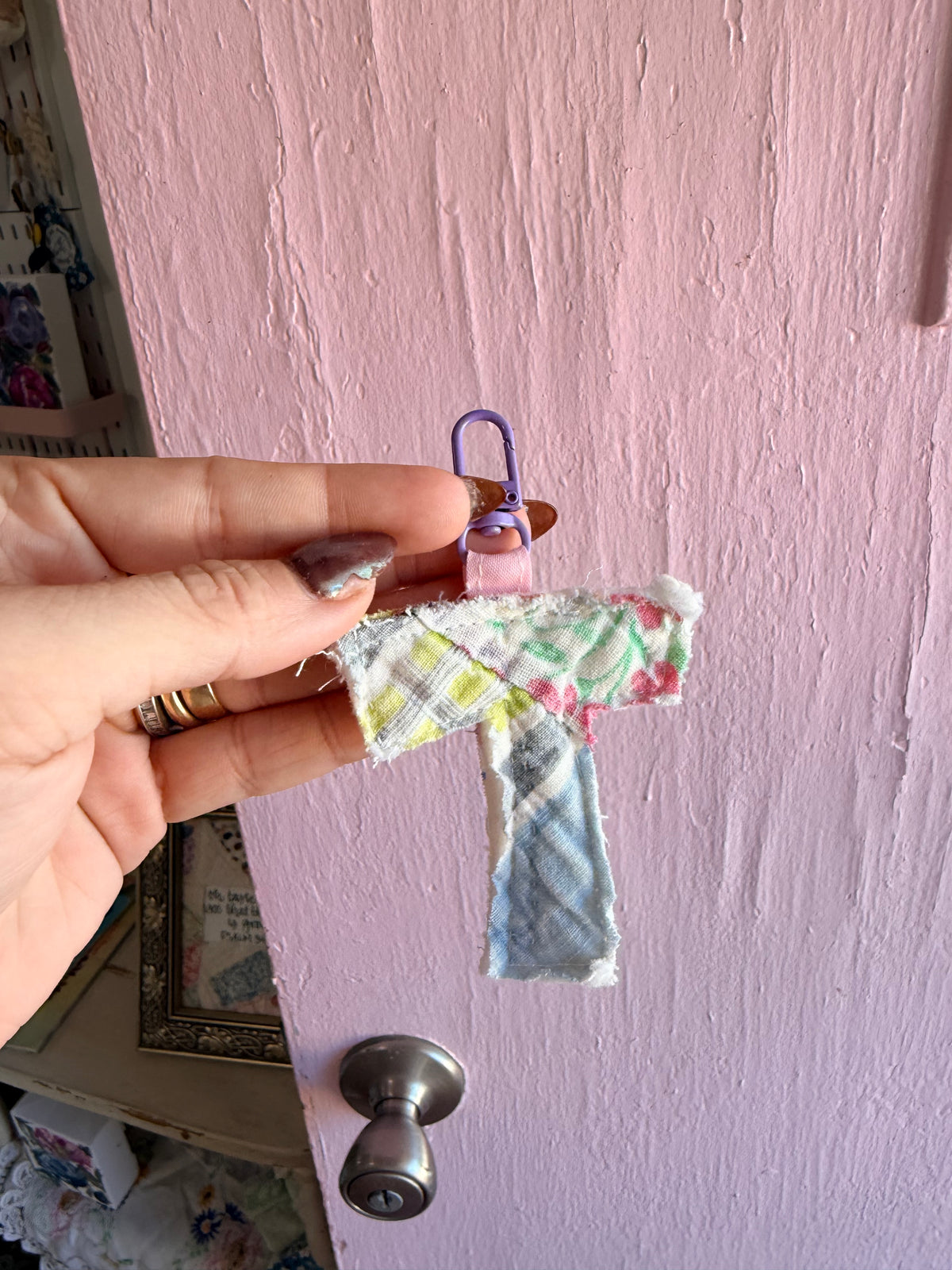 Vintage Quilt Initial Keychains-- More Options in Product Listing
