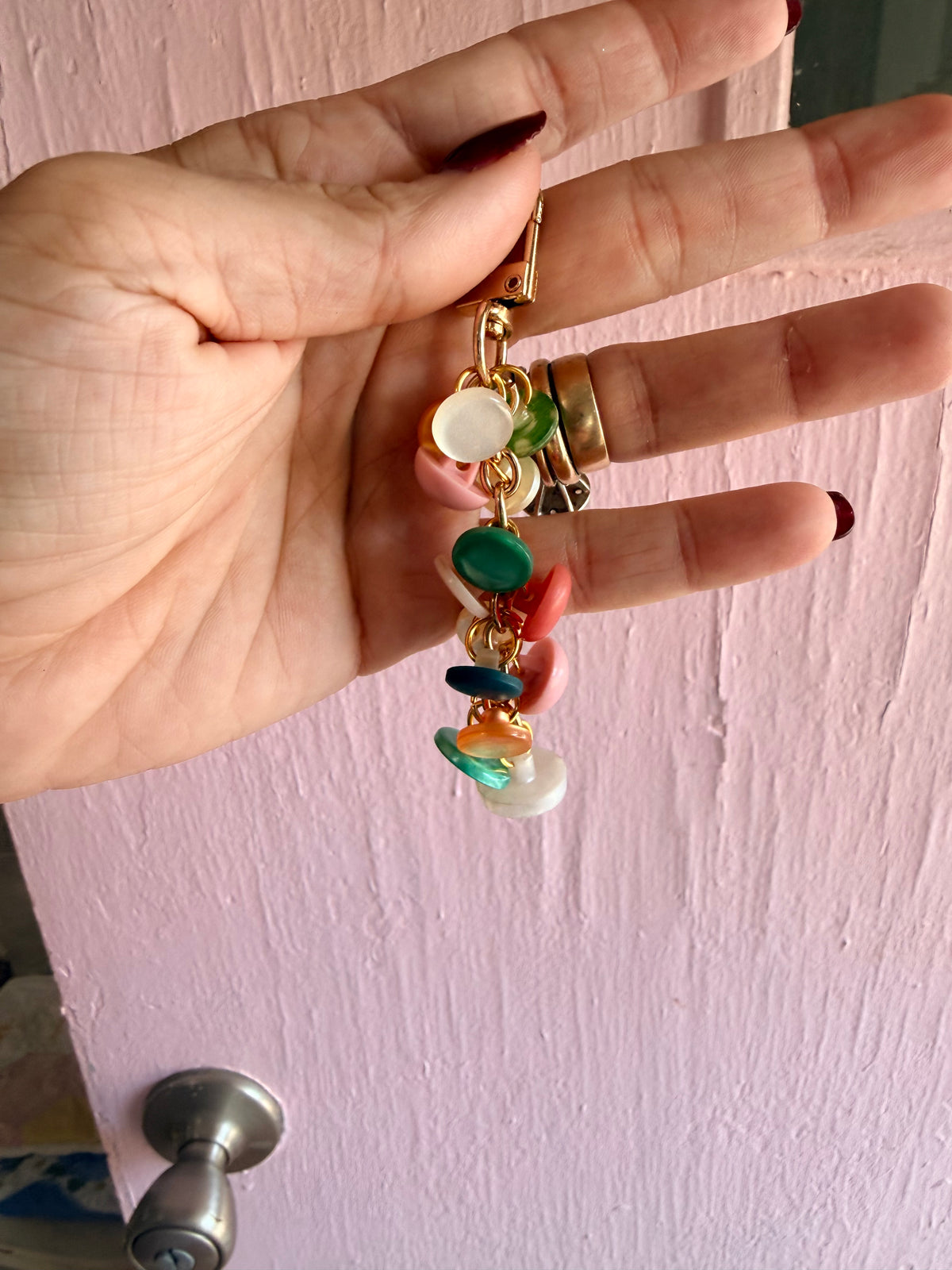Vintage Button  Bag Charm