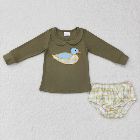 GBO0186 Embroidered Duck Green Long Sleeve