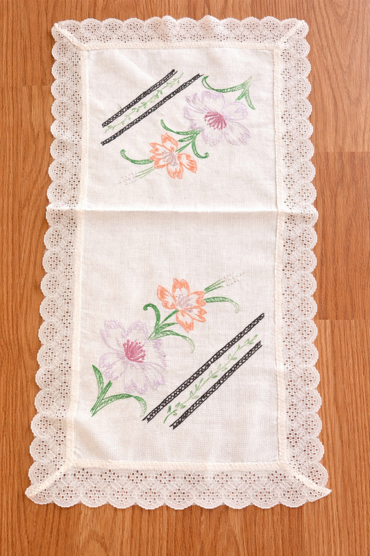 Vintage Embroidered Dresser Scarf