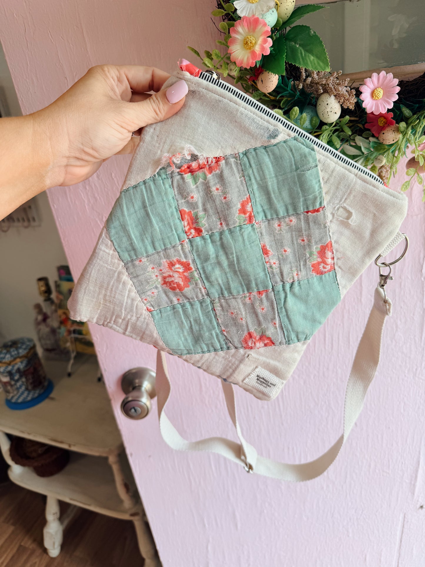 Feedsack Crossbody with leather back