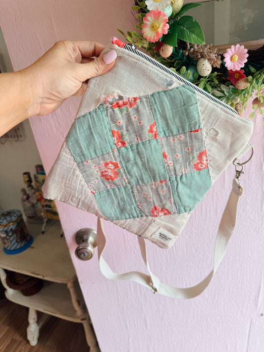 Feedsack Crossbody with leather back