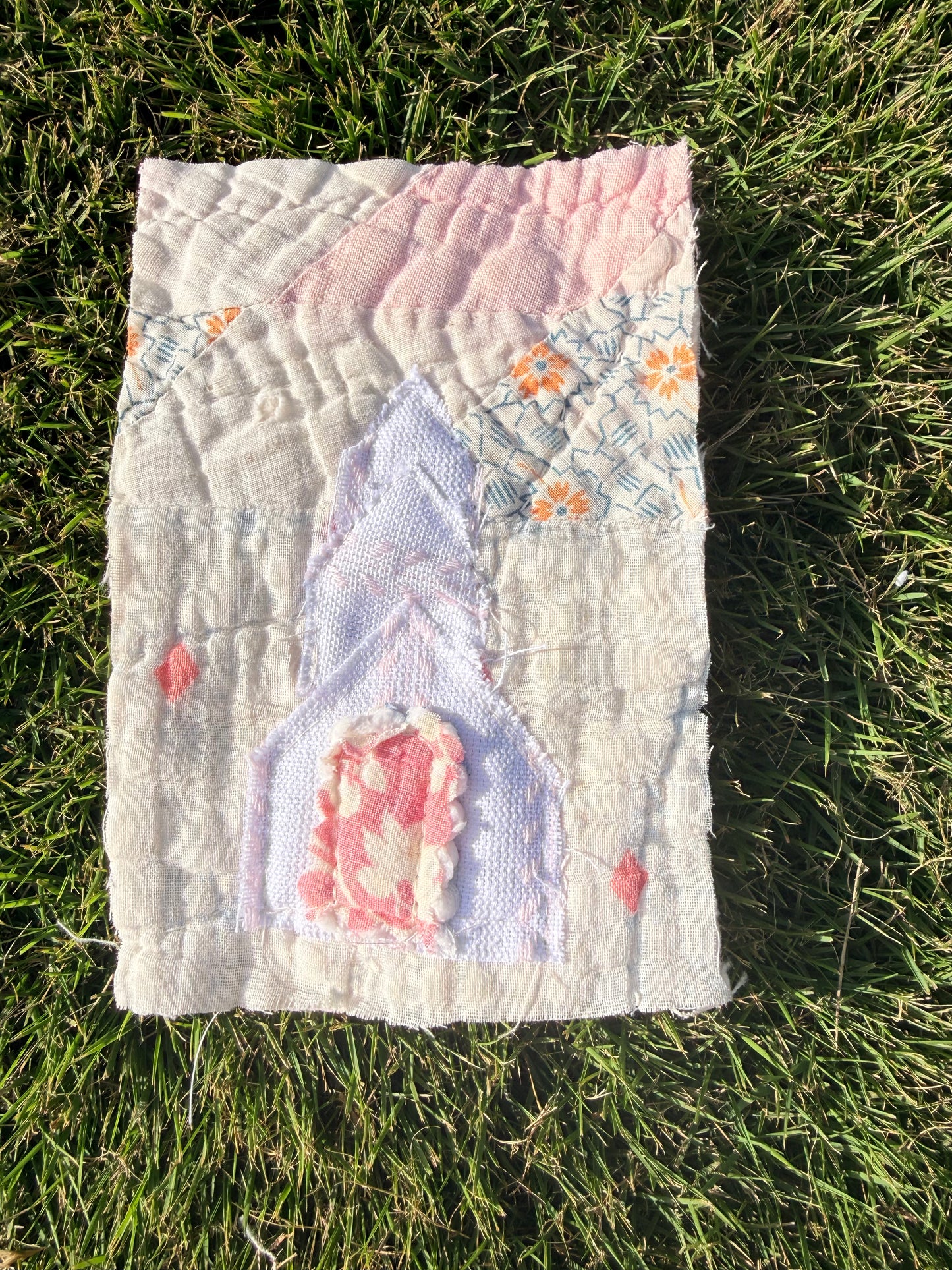 Unframed 4x6 Church Vintage Quilt Piece 4