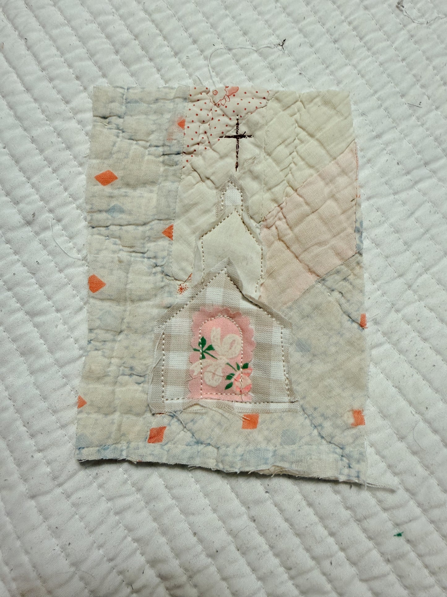 Unframed 5x7 Church Vintage Quilt Piece 11