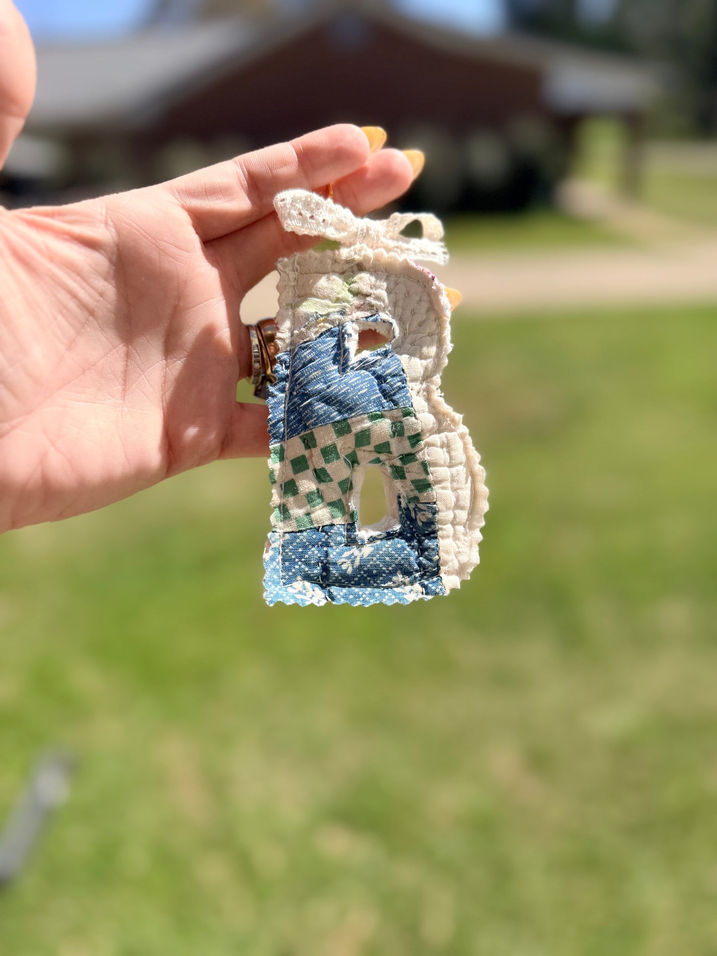 Vintage Quilt Initial Keychains-- More Options in Product Listing