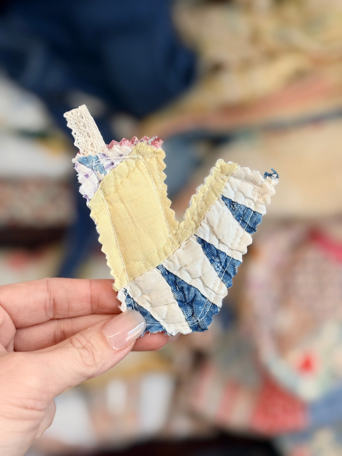 Vintage Quilt Initial Keychains-- More Options in Product Listing