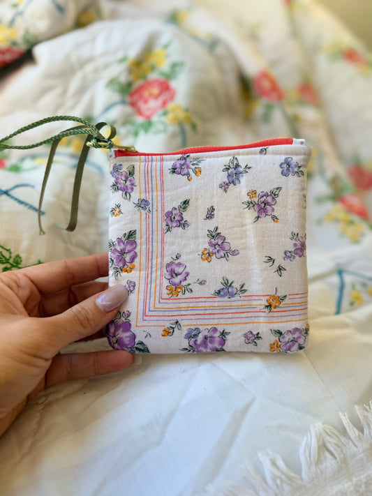 White Vintage Handkerchief zip
