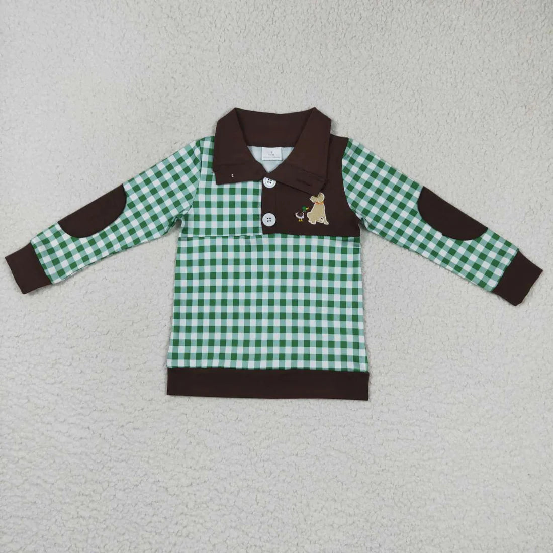 BT0301 Mallard puppy green white plaid brown zipper