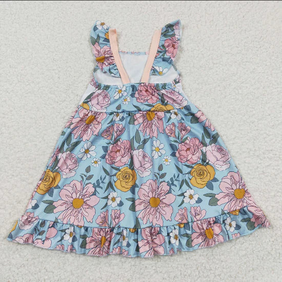 GSD0315 Embroidered Mamas Girl floral blue dress