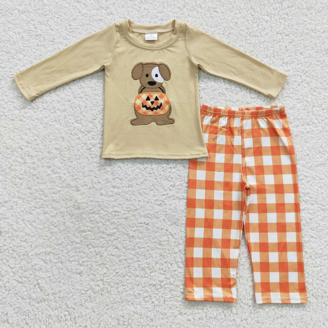 BLP0170 Boys Embroidered Puppy Pumpkin