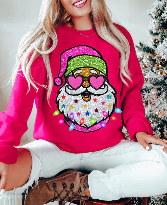 FAUX GLITTER SANTA YOUTH 2T AND UP