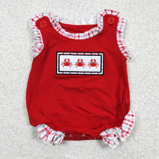 SR0156 Girls Embroidered Crab Red