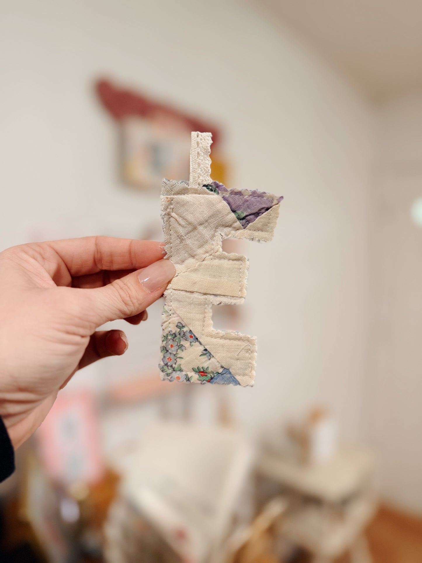 Vintage Quilt Initial Keychains-- More Options in Product Listing