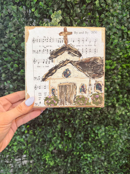 Church Hymn Textured Art Block- 6x6
