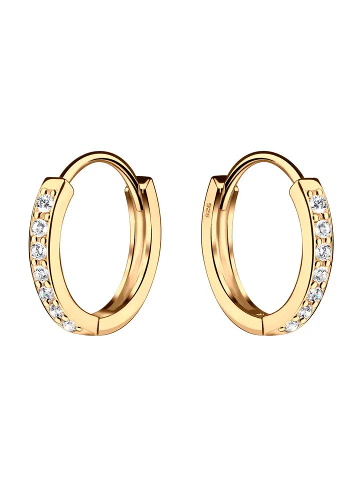 14K Gold-Plated Huggie Cz Hoop Earrings For Kids and Girls