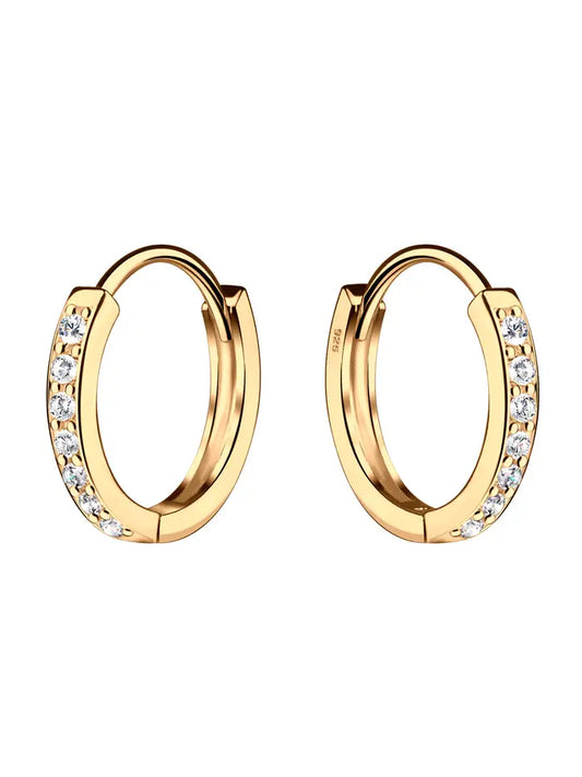 14K Gold-Plated Huggie Cz Hoop Earrings For Kids and Girls
