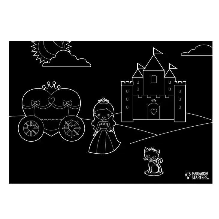 Chalkboard Placemat Coloring Set- Princess & Butterfly