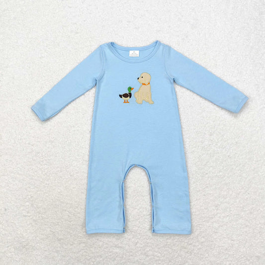 LR0994 Embroidered duck and puppy blue long-sleeved