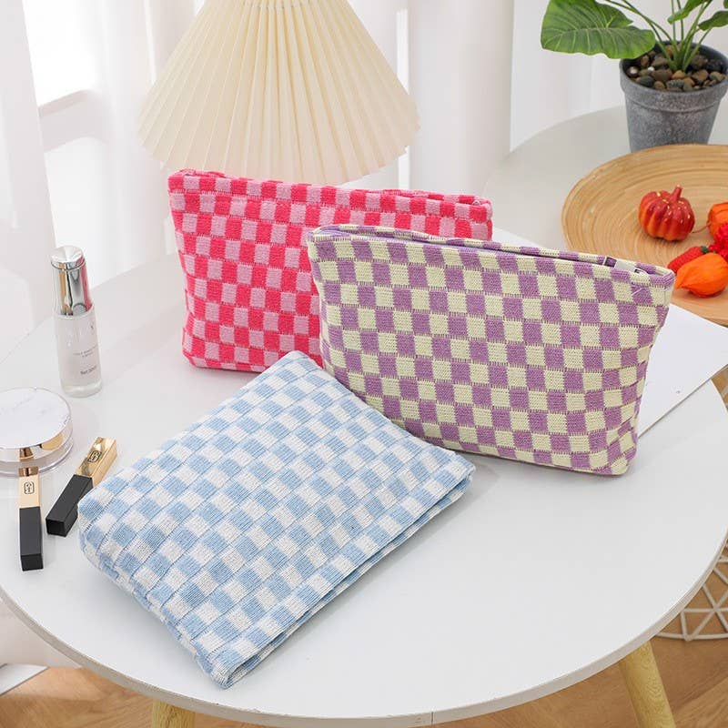 TRAVEL CHECKER MAKEUP COSMETIC POUCH BAG | 40P528