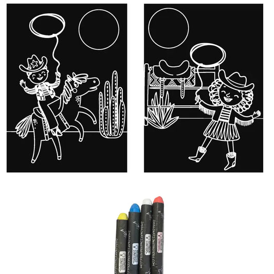 Chalkboard Minimats Cowboy & Cowgirl Coloring Kit