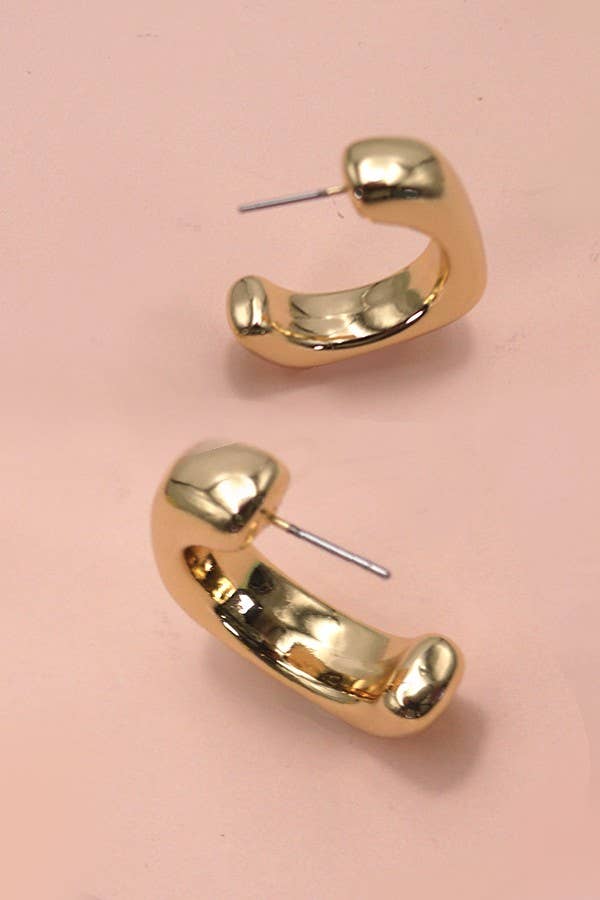 BUBBLE PUFFY SQUARE SHAPE TUBE HOOP EARRRINGS | 10E40426057