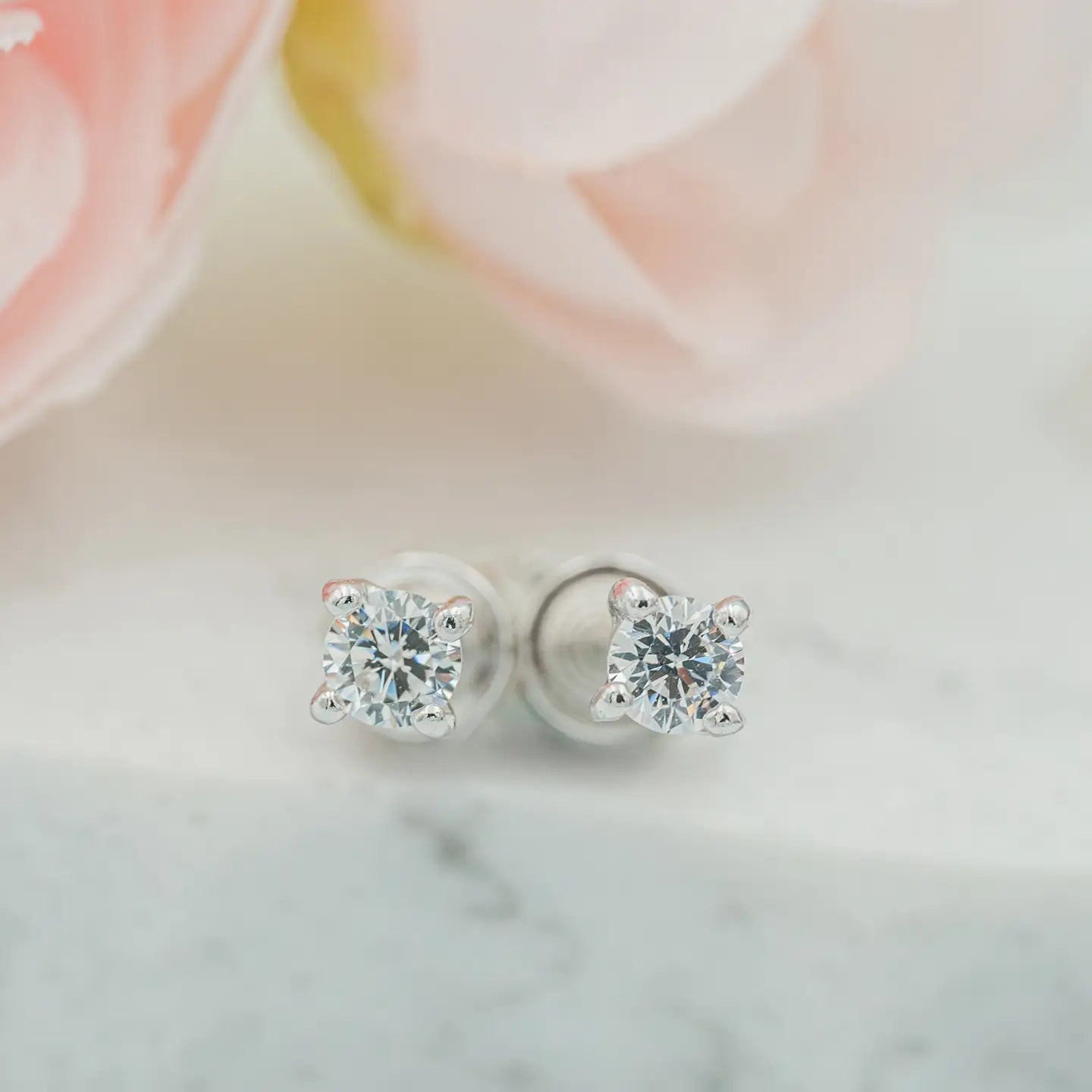 Sterling Silver Clear Cz Stud Earrings For Baby and Children