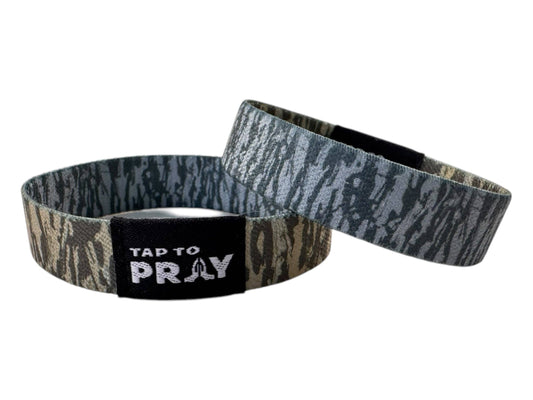 Tap To Pray™ Wristbands - Tree Bark Camo Brown & Grey