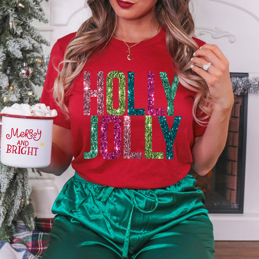 Holly Jolly Faux Sequins adult