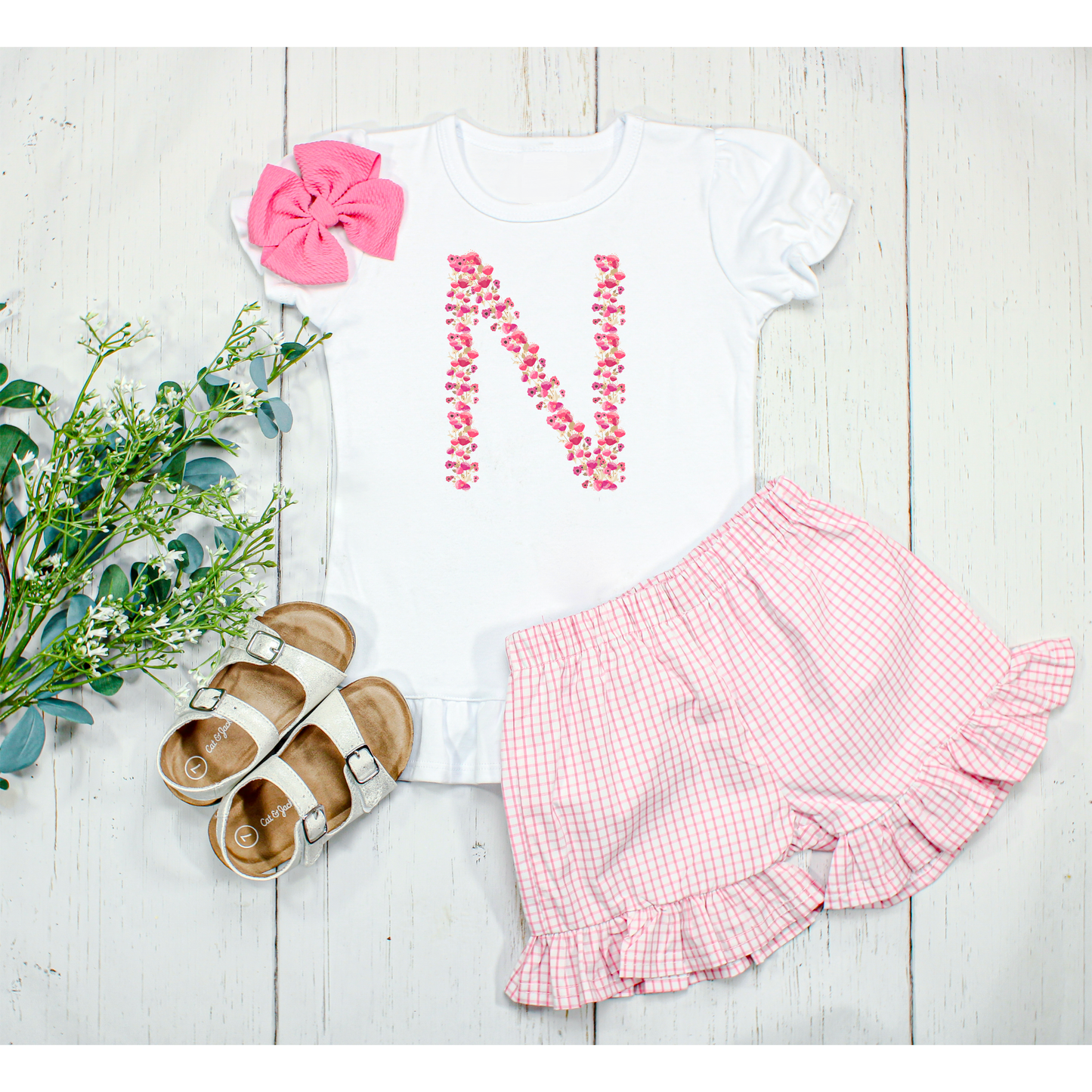 Pink Floral initial