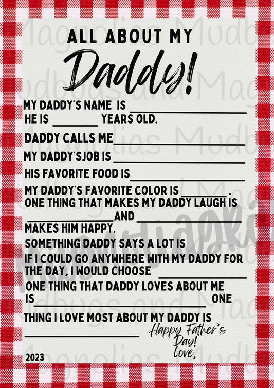 All about my Daddy- red