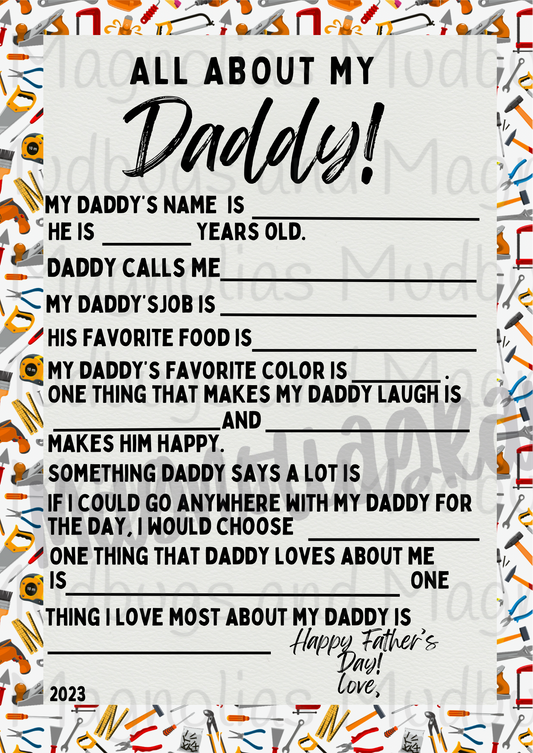 All about my Daddy- Tools