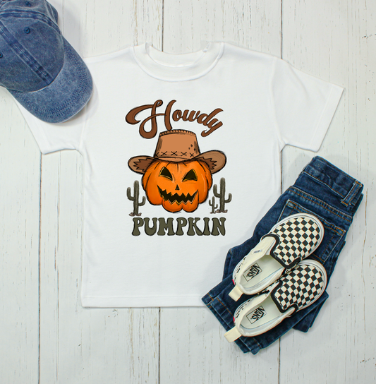 Howdy Pumpkin Cowboy hat SUB shirt boy