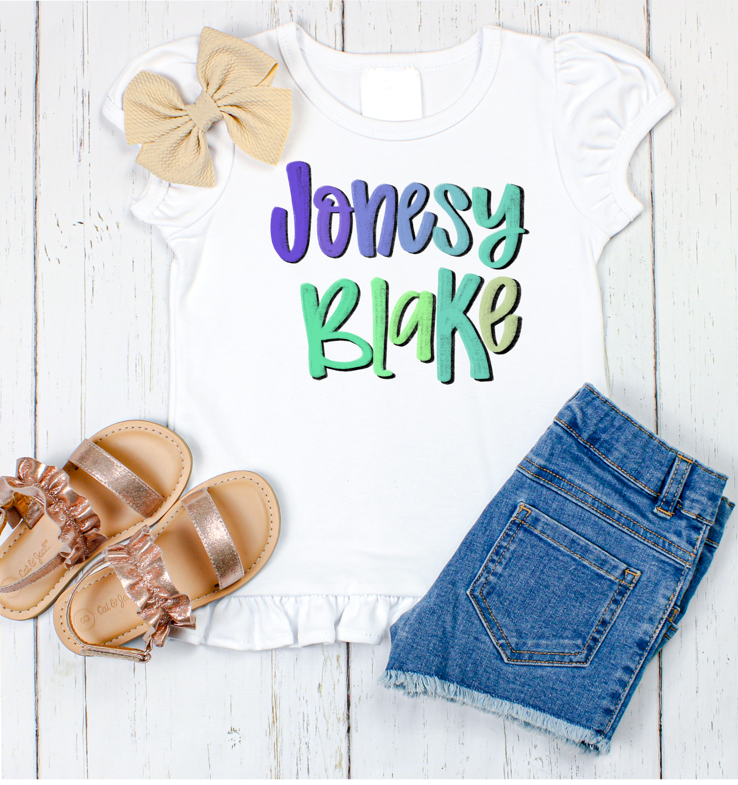 Jonesy Blake hand lettered name shirt Girl