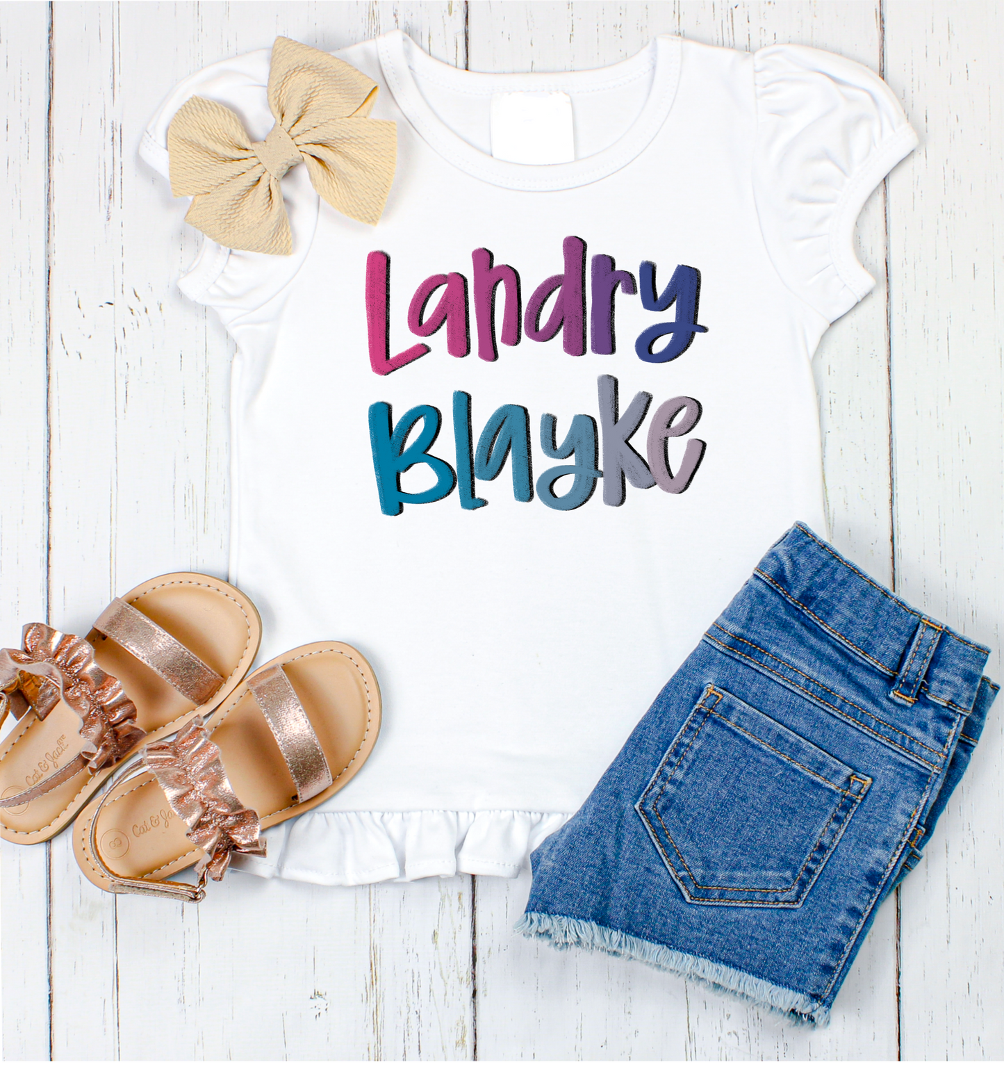 Landry Blayke hand lettered name shirt Girl