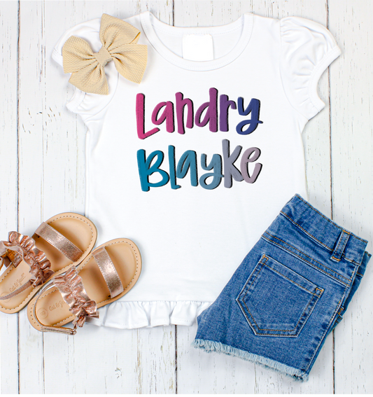 Landry Blayke hand lettered name shirt Girl