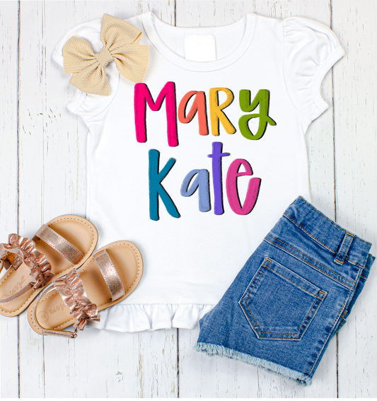 Mary Kate hand lettered name shirt Girl