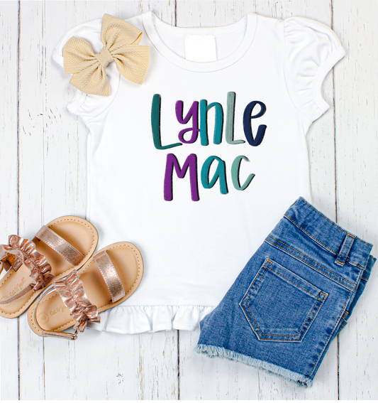 Lynle Mac hand lettered name shirt Girl