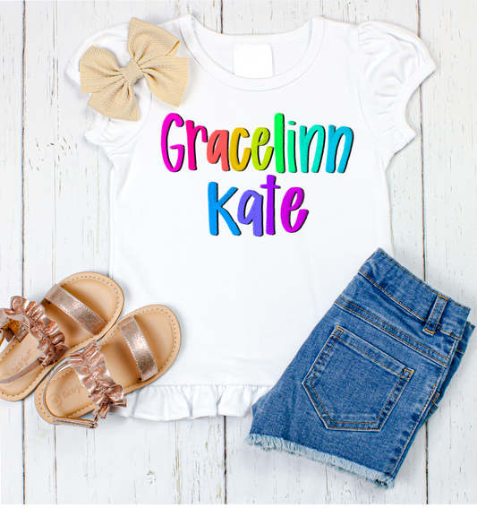 Graelinn Kate hand lettered name shirt Girl