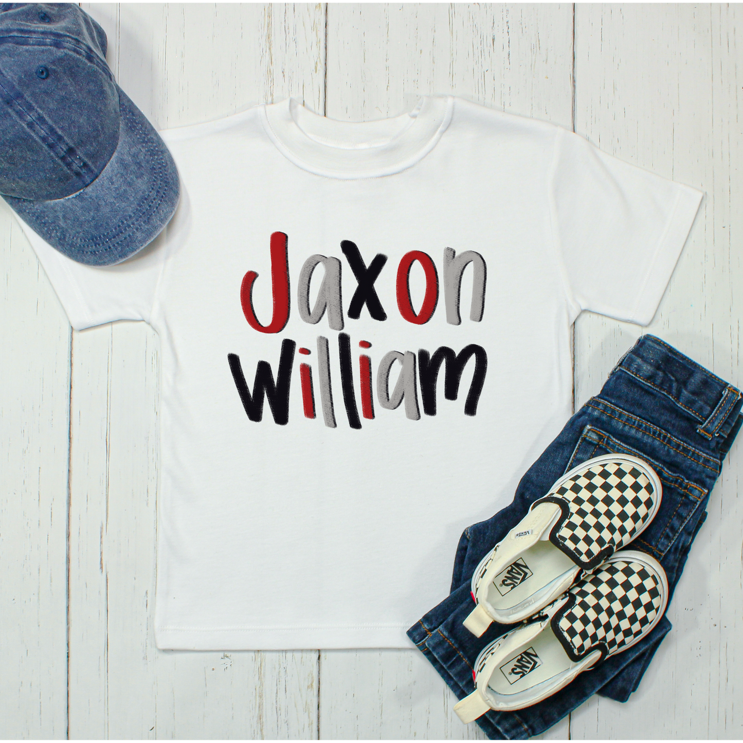 Jaxon William hand lettered name SUB shirt