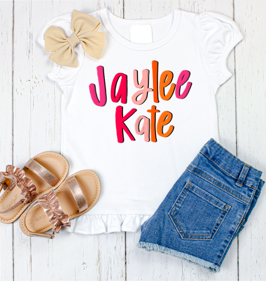 Jaylee Kate hand lettered name shirt Girl