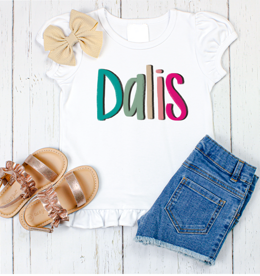 Dalis hand lettered name shirt Girl