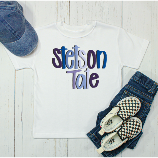 Stetson Tate hand lettered name SUB shirt