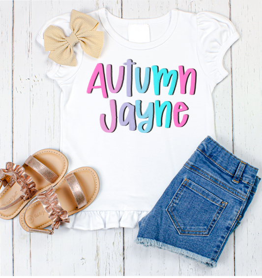 Autumn Jayne hand lettered name shirt Girl