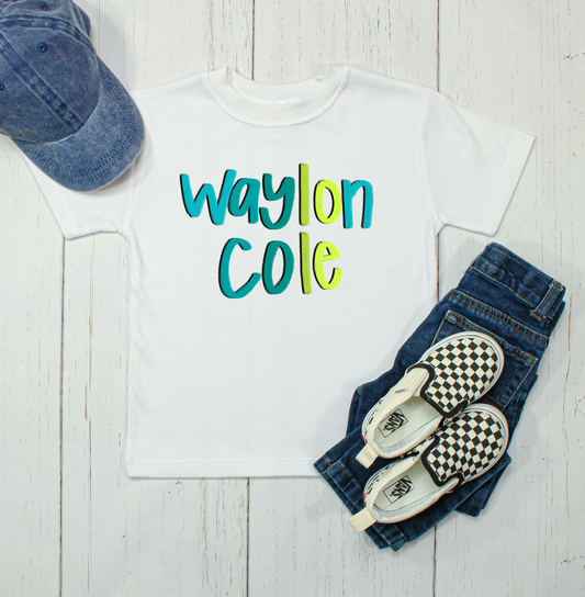 Waylon Cole hand lettered name SUB shirt